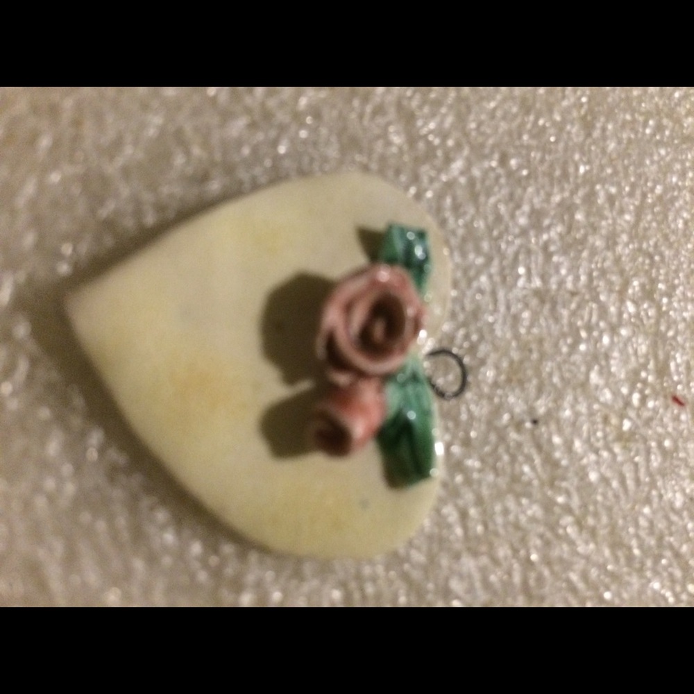 Vintage ceramic heart pendent